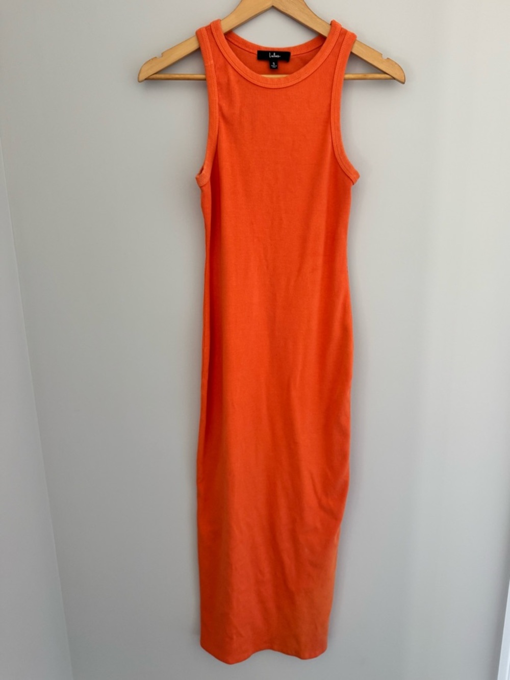 Lulus Sleek Orange Ribbed Midi Dress - Women's Bodycon Tank Style - Picture 4 of 8
